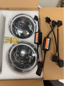 7" Round Halo Projector Headlight Assembly Compatible with 1 Wrangler TJ/LJ/JK H6024/H6017/6015/6014/6012 Turn Signal High/Low Beam DRL