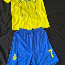 Kids Alnassr Jersey Set With Shorts Large 