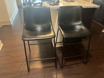 Black Faux Leather Bar Stools – Set of 2