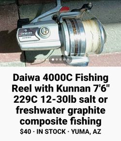 Daiwa 4000C Spinning Fishing Reel with fishing rod pole