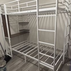 Loft Bunk Bed with Built-In Desk + Optional Bottom Bed + Custom Storage Stairs