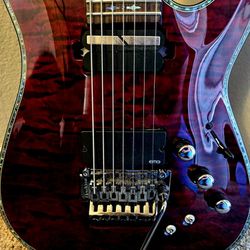 Schecter Hellraiser C-7 FR S Electric 7 String Guitar With Abalone Inlays EMG 81-7 and Infinite Sustain Pickups