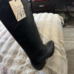 ZARA LEATHER COWGIRL BOOTS 