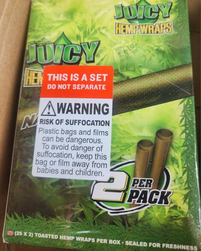 Juicy Natural Pure Hemp Wraps (25 Packs/Full Box) (Natural)