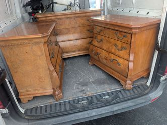 3 piece dresser set night stand drawer wood rustic heavy solid storage sleek