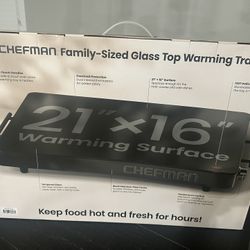 New Chefman Family Sized Glass Top Warming Tray 