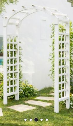 White solid wood garden arch