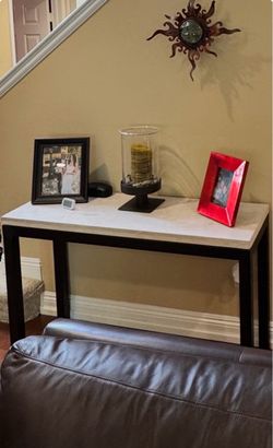 Crate and Barrel Parsons Console Table - Travertine top