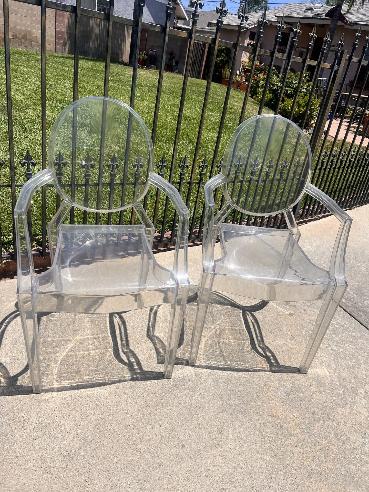 Clear Acrylic Arm Chairs - Pair