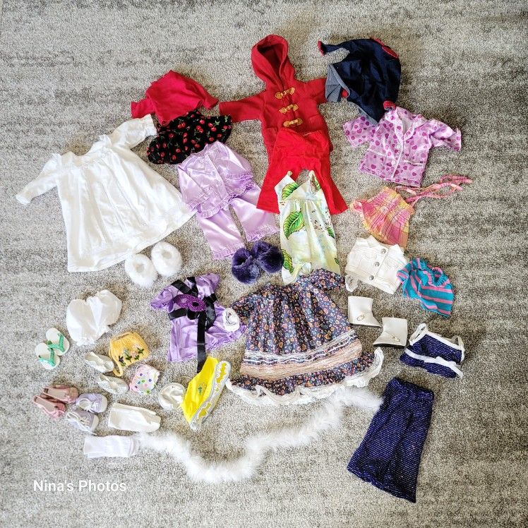 Large Lot 18” Doll Clothes Shoes Dresses PJ Outfits For American Girl And Others