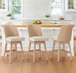 3X Light Linen 26” swivel fabric barstools