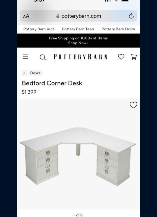 Pottery Barn Bedford Corner Desk