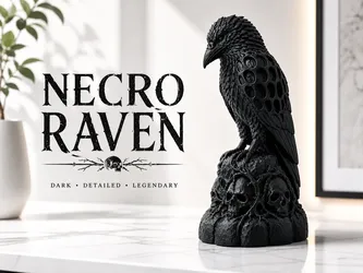Gothic Raven on Skull Statue 170mm 3D Printed Multicolor Decor