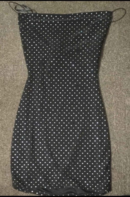 Black Sparkly Heart Bodycon Mini Dress