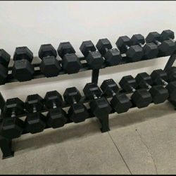 NEW Rubber Hex Dumbbells 5lb - 100lb Dumbbell Pairs Olympic Weights Home Gym Workout Equipment Fitness Weight Set 