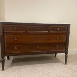 Antique dresser with 3 drawers and carrera marble top
