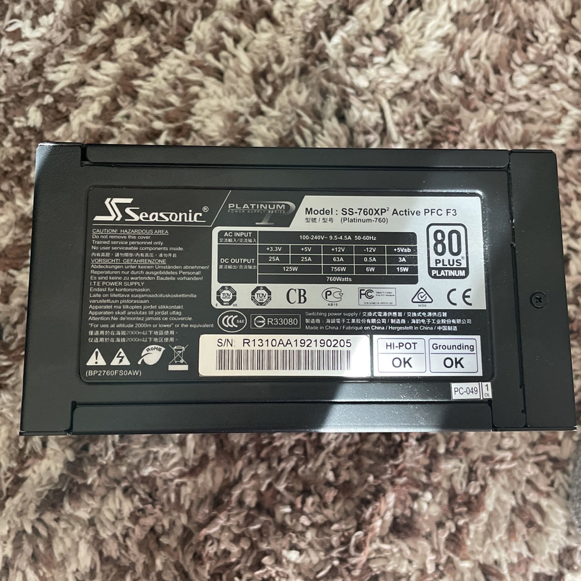 Seasonic 760W Power Supply Modular 80+Platinum