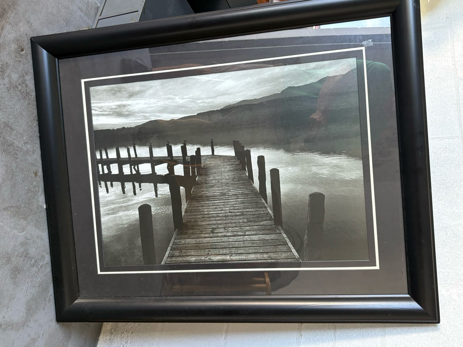 Framed Art Print Black And White Evening Dock