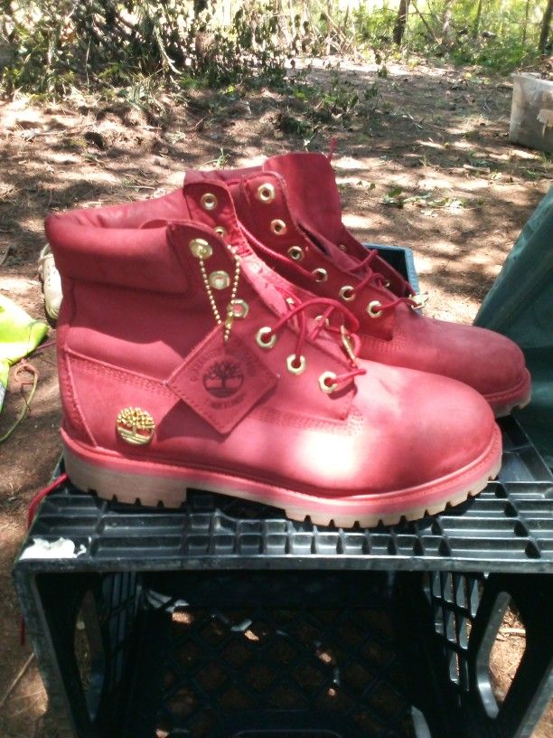 Red And Gold Timberland