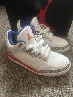 Air Jordan 3 Retro Knicks White Royal Orange Size 8 With Box