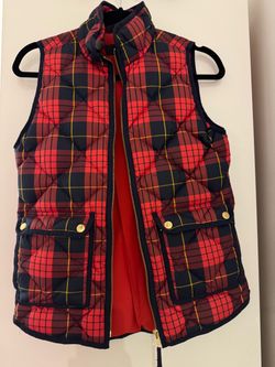 J.Crew plaid puffer vest Red/Black XXS - like new