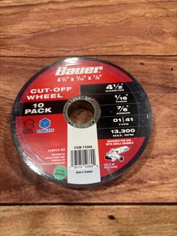 Bauer 4 1/2” Cut-Off Wheel 10 Pk