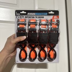 Ratcheting Tie-downs 400lb Capacity 1 in. x 15 in. 4-pack. Tie Down Straps 