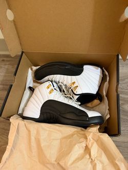 Size 8.5 Air Jordan 12 Retro White Black Gold Sneakers