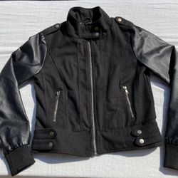 Black Bomber Biker Jacket Women’s Petite Small