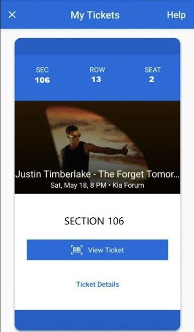4 Tickets To Justin Timberlake - THE FORGET TOMORROW WORLD TOUR Is Available 