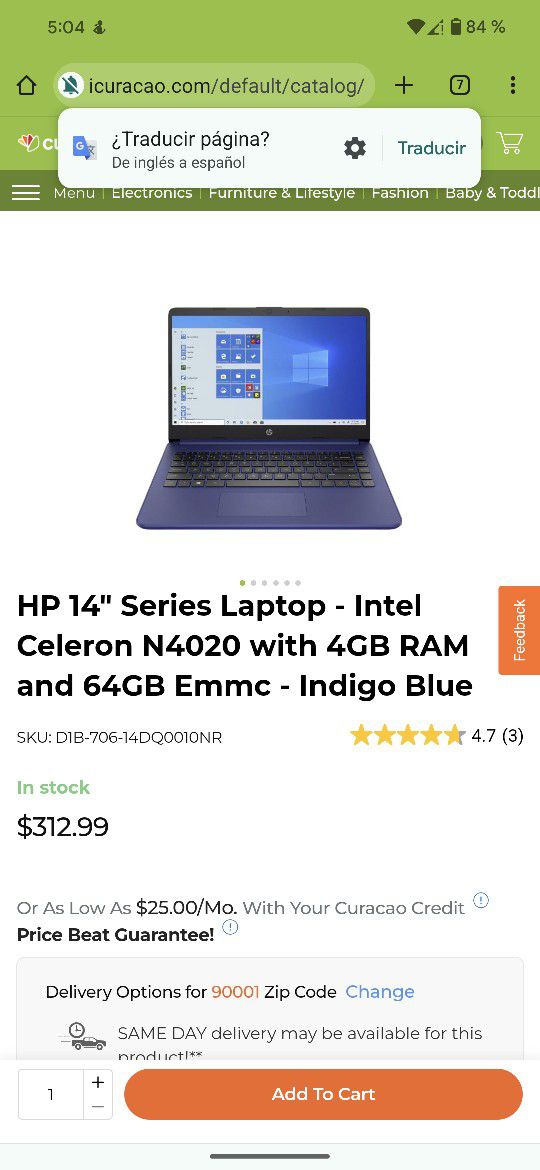 Laptop Hp$ 90Hp laptop I only used it once I am selling it because I already have another one it has no problem everything works fine