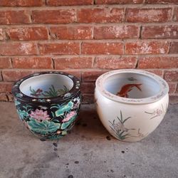 2 porcelain Chinese Fish-bowl $160 Dlls.  Both 