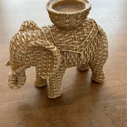 Woven Elephant Candle Holder