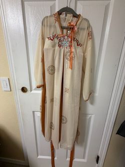 Cream Embroidered Hanfu Robe Dress