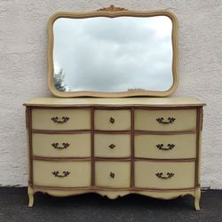 Dresser French Provisional Bureau Mirror Chest of 9 Drawers