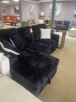 Black or Ivory Corduroy Storage Sleeper Sectional w/ Dual Cupholders & USB Ports