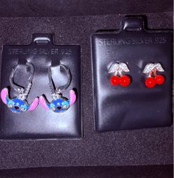 Sterling Silver .925 Novelty Earrings – 2 Pairs