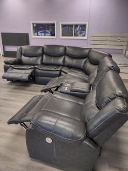 New Sectional Sofa With Three Power Recliners On Sale Now Don't Miss
