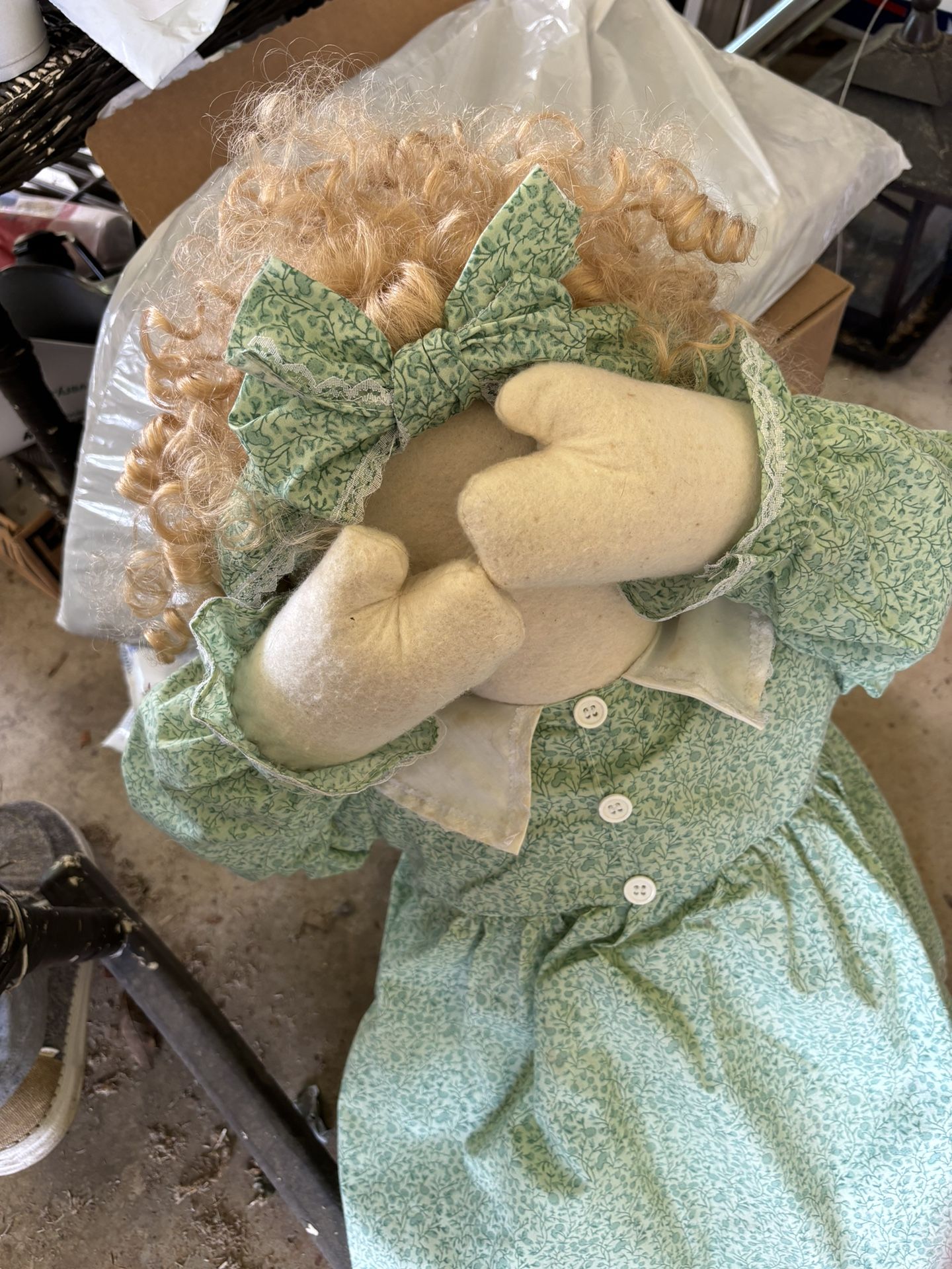 VTG Time Out Girl Doll with Blonde Curly Hair and Ruffled Dress