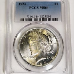 1923 Peace Silver Dollar PCGS MS64 US 90% $1 Coin