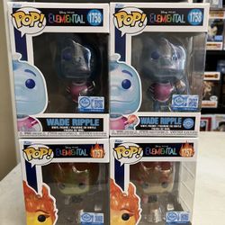 2 GLITTER CHASE BUNDLES Elemental LE Funko Pops Ember Lumen Wade Ripple Disney