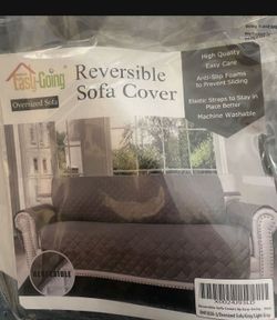 2- OVERSIZED SOFA AND LOVESEAT REVERSIBLE COUCH COVERS