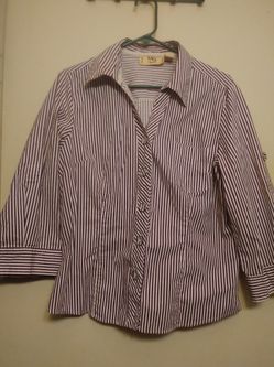 Women's Size 18 Purple Striped Button Up Blouse