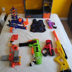 Nerf toy rack,  guns and rifles for sale