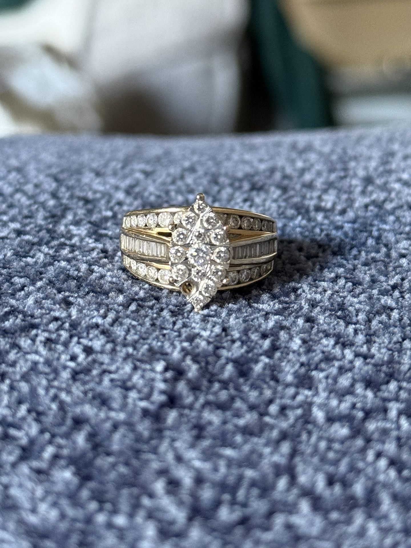 14 Karat Gold Ring Stamped 14 Karat  Contains Approximately 63 Natural Diamonds