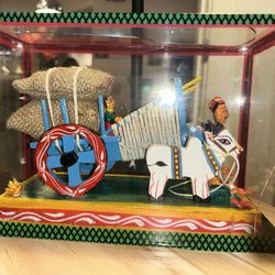 Vintage Folk Art Horse and Cart Toy In Display Case