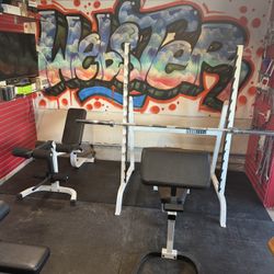 Parabody squat Rack, Bench With Preacher Curls, Leg Curl And Hamstring  Curls