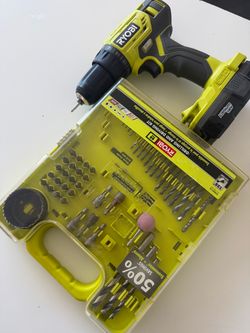Ryobi ONE+ 18V Drill with 60-Piece Bit Set