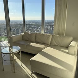 White L-Shaped Leather Sofa — MUST GO BY MONDAY!