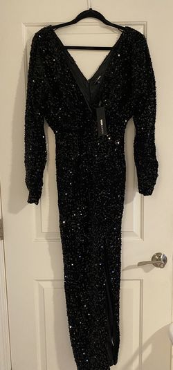 BRAND NEW Fashion Nova Black Sequin Gown